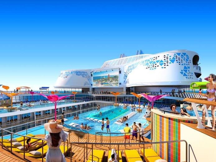 Wonder Of The Seas is 360 meters long and has no less than 18 decks and 8 themed areas.  There will be room for approximately 6,988 guests.