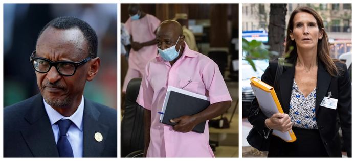 A gauche : Le président rwandais Paul Kagame. Centre : Paul Rusesabagina, héros de l'Hôtel Rwanda, a été condamné lundi à 25 ans de prison pour terrorisme. A droite : La ministre des Affaires étrangères Sophie Wilmès a critiqué la décision du tribunal rwandais.
