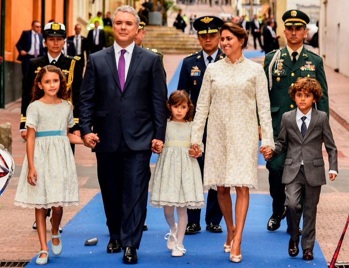 Ivan Duque met zijn familie.