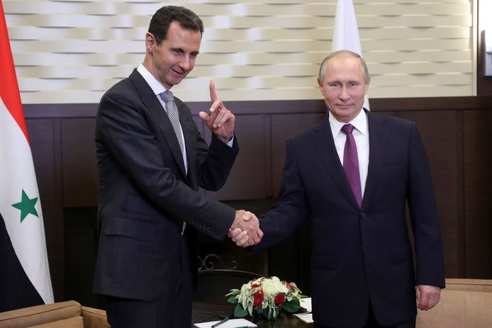 De Syrische president Bashar Assad en de Russische president Vladimir Poetin eerder deze week in Sotsji.