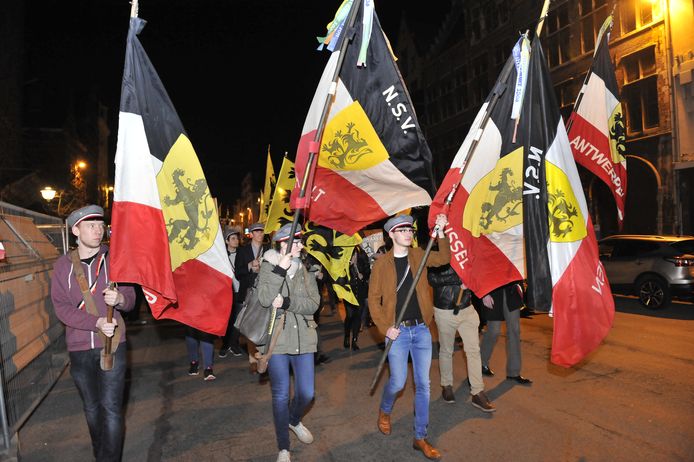 Een betoging van de Nationalistische Studentenvereniging  (NSV) in  Antwerpen. (archieffoto)