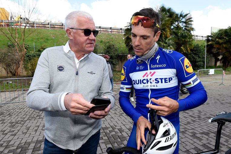 Philippe Gilbert met Patrick Lefevere.  Beeld Photo News