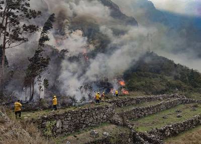 Bosbranden bedreigen toeristische trekpleister Machu Picchu in Peru