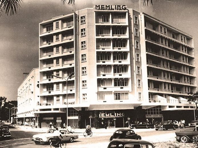 Het legendarische Hotel Memling, begin jaren '60, toen al een toevluchtsoord voor het boordpersoneel van de Sabena-vluchten op Kinshasa.