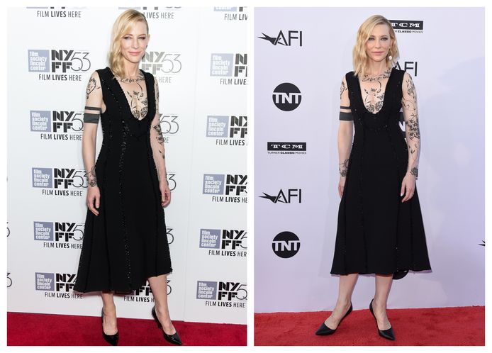 Cate Blanchett in 2015 (links) en 2018 (rechts).