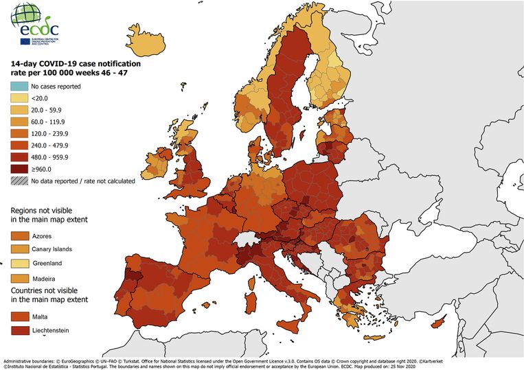 België staat nu in 10 van Europese landen die coronavirus controle hebben