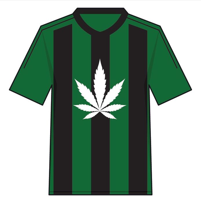 Een coffeeshop als shirtsponsor? De KNVB is er tegen.