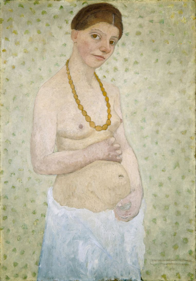 Paula Modersohn-Becker, Selbstbildnis am 6. Hochzeitstag, 1906. Beeld Museen Böttcherstraße, Paula Modersohn-Becker Museum, Bremen
