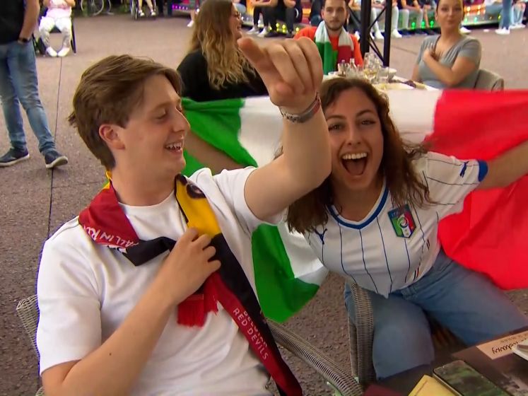 Clash der volksliederen in Genk voor aftrap België - Italië