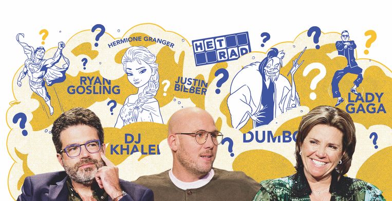 Viroloog Steven Van Gucht (45), acteur-regisseur Jeroen Perceval (43) en Child Focus-baas Heidi De Pauw fronsten hun wenkbrauwen bij vragen over de showbizz van vandaag. Beeld MELLON