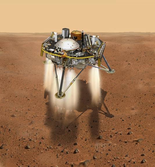 Als alles goed gaat, komt InSight met een gangetje van 8 kilometer per uur neer op Mars.