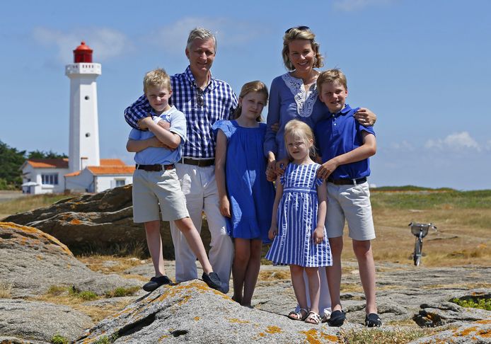 De Belgische koninklijke familie op Île d'Yeu.