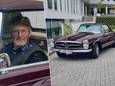 Foto links: eigenaar Luc Bisschop in zijn Mercedes-Benz SL Pagode. Rechts: de roodbruine wagen werd gestolen op de parking van een hotel in het Nederlandse Slenaken.