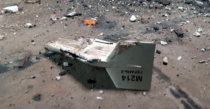 Iraanse drone die werd neergeschoten door het Oekraïense leger.