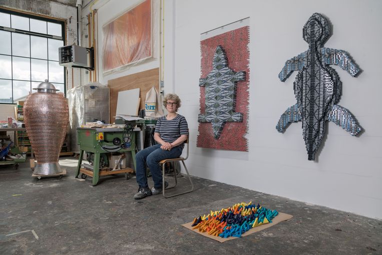 Het atelier van Marianne Fontein in Kunst & Complex. Beeld Sylvana Lansu 