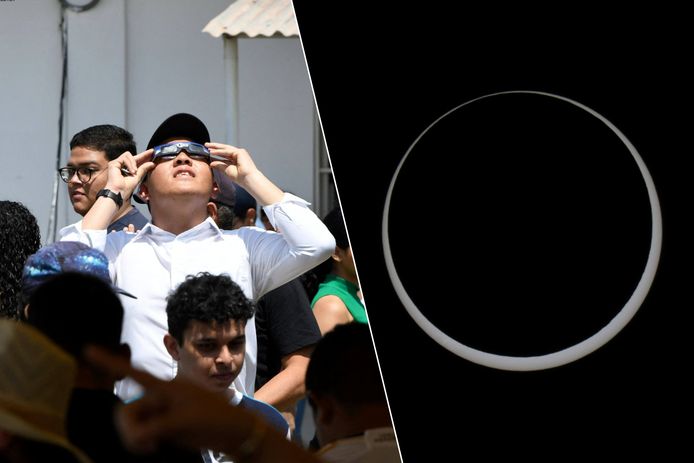 Met speciale brillen om de ogen te beschermen, bewonderden mensen op verschillende plekken in Noord- en Zuid-Amerika vandaag de zonsverduistering.