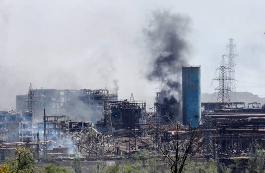 Het uitgestrekte terrein van de Azovstal-staalfabriek is het laatste bolwerk van verzet in Marioepol tegen de Russen en pro-Russische rebellen. 