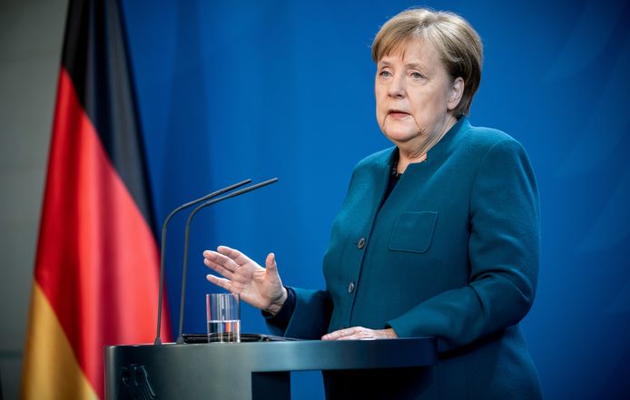 Angela Merkel zit sinds zondagavond in quarantaine in haar woning in Berlijn. De bondskanselier blijft wel werken.