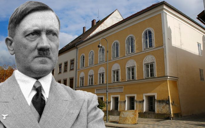 Het geboortehuis van Hitler in Braunau am Inn in Oostenrijk wordt omgevormd tot een politiebureau