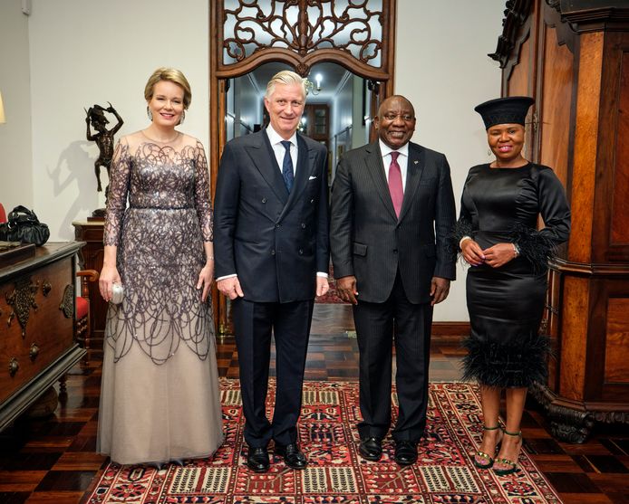 Filip en Mathilde tijdens het staatsbanket met president Cyril Ramaphosa