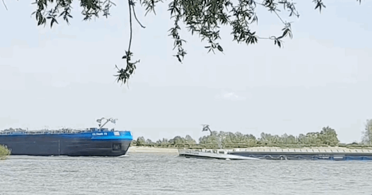 Twee gewonden door harde botsing schepen op de Waal: ‘Ik hoorde ze hard toeteren’.