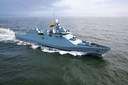 Een impressie van een fregat dat Damen Shipyards en de Colombiaanse staatswerf Contecmar gezamenlijk gaan ontwikkelen.