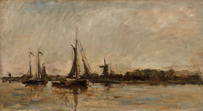 Molens bij Dordrecht van Charles-François Daubigny, 1871. Aankoop Dordrechts Museum ter gelegenheid van het afscheid van Peter Schoon.