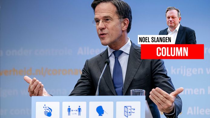 De Nederlandse premier Mark Rutte tijdens een persconferentie.