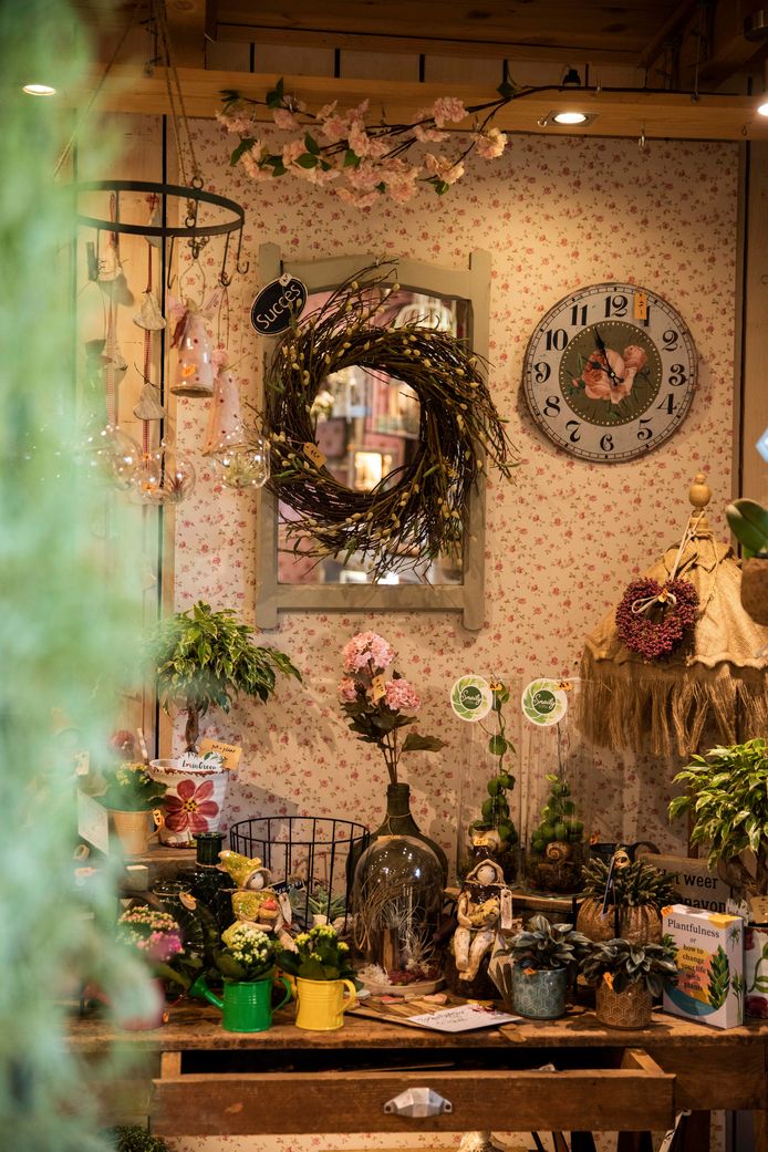 Het Blommehuys in Maasmechelen met een nostalgisch interieur.