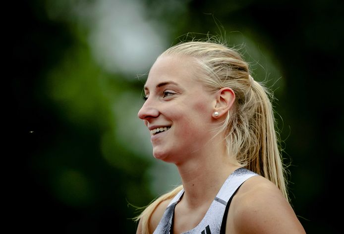 Eefje Boons tijdens het NK atletiek in Den Haag, eind vorige maand.