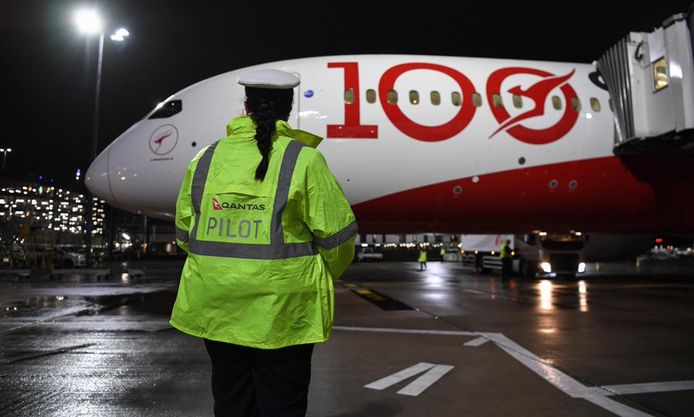 Het vliegtuig van Qantas steeg deze ochtend op vanop de Londense luchthaven Heathrow.