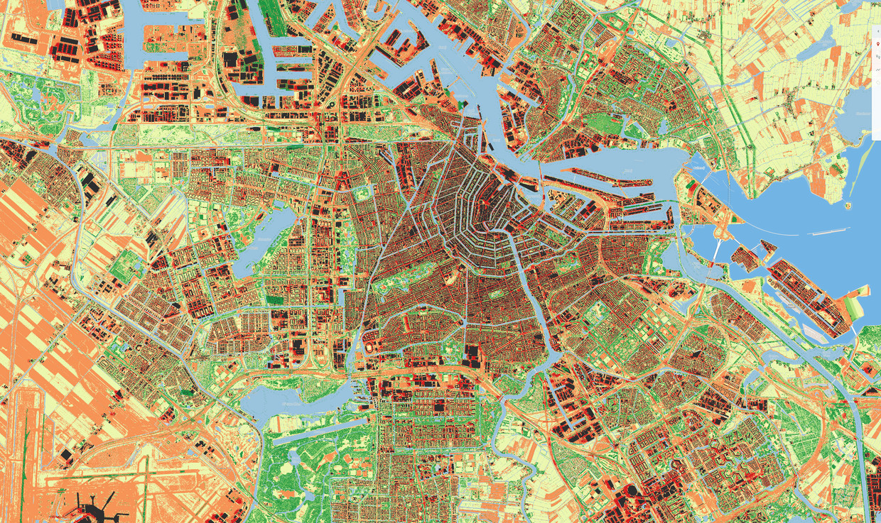 amsterdam op kaart Deze kaart van Amsterdam laat zien welke plekken het heetst zijn 