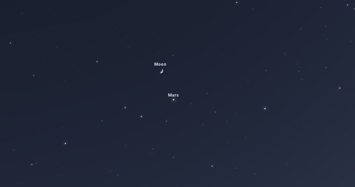 Mars next to the crescent.