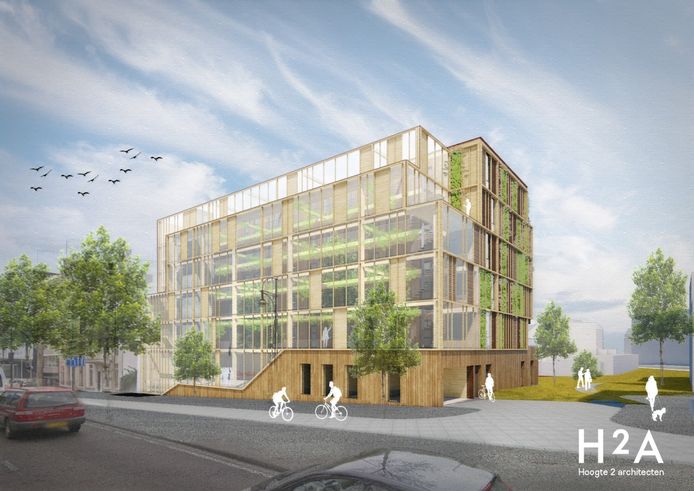 Het collectief Cohousing maakte het winnende plan voor een nieuw appartementengebouw aan het Nieuwe Plein in het Arnhemse Coehoorngebied. Hier een impressie.