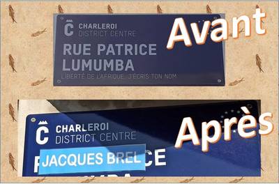 La plaque de la rue Patrice Lumumba à Charleroi a été vandalisée