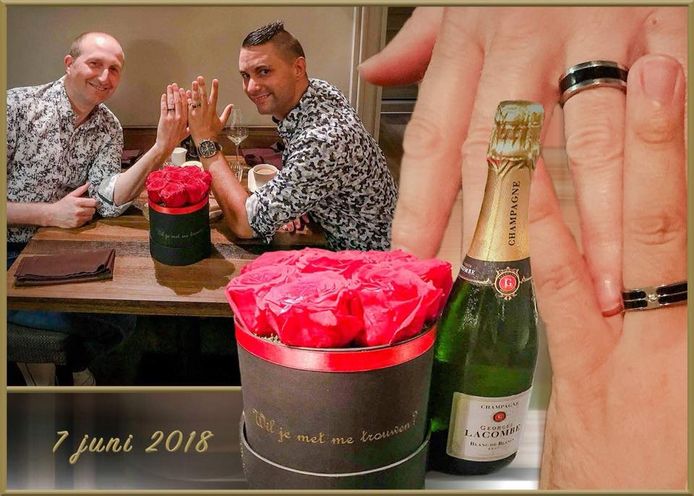 Tom verraste Yves met rode rozen en verlovingsringen.