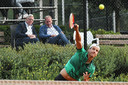 Justin Eleveld gisteren in de tweede ronde tegen Colin van Beem, die in twee sets won.