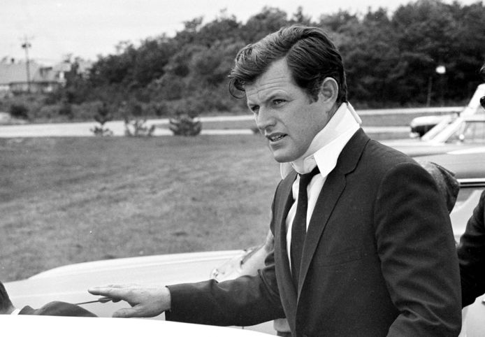 Ted Kennedy na de begrafenis van Mary Jo Kopechne.