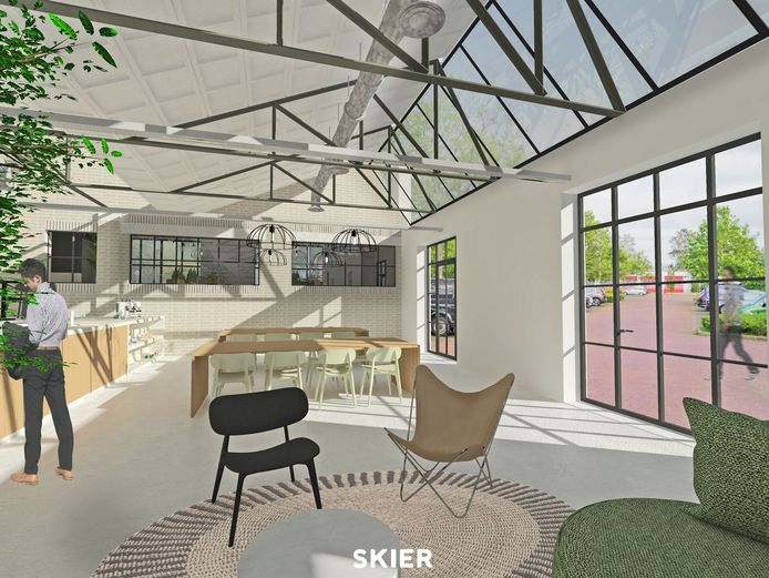 Industrieel en duurzaam, met behoud van de karakteristieke sheddaken. Zo komt het oude fabriekje aan de Getfertweg er uit te zien.