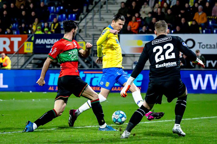 RKC Waalwijk-spits Michiel Kramer vergeet te scoren tegen NEC.