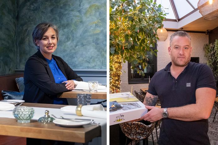 Ingrid Ettema van Alexander’s Restaurant in Kerkwerve (links) en Cas Zwemer van Zeeuwse Streken in Middelburg.