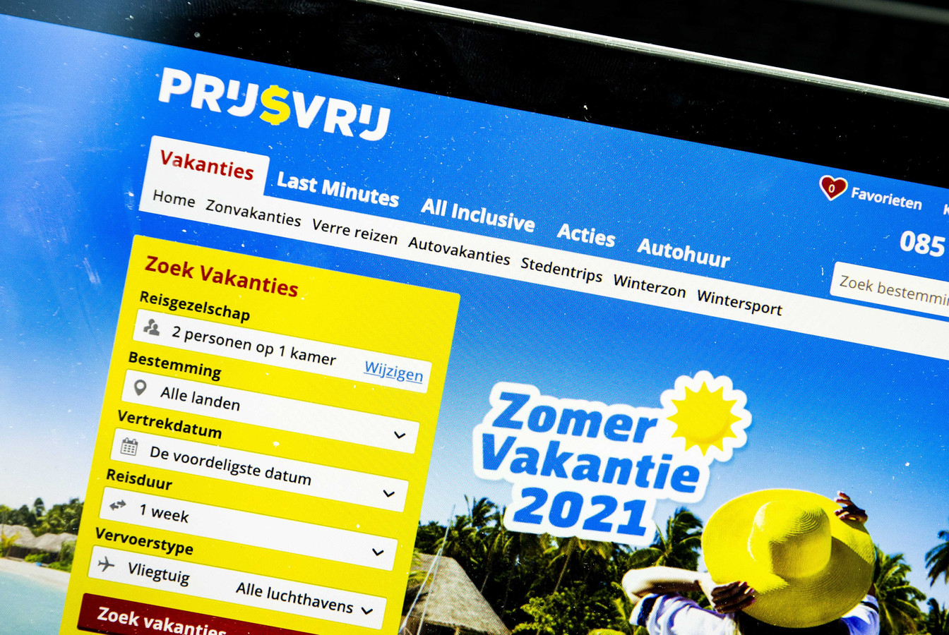 De website van onlinereisbureau Prijsvrij.