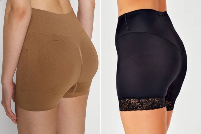 Links: onderbroek Magic body fashion - Zalando 34, 95 euro. Rechts: Butt lifting onderbroek Veritas - 24, 99 euro.