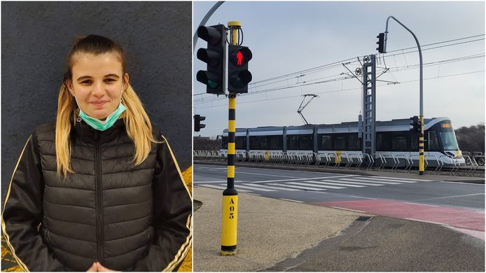 Lucie Yuce uit Middelkerke. Rechts: De tramhalte Sint-Laureins in Westende, waar een man geprobeerd zou hebben om het meisje te ontvoeren.