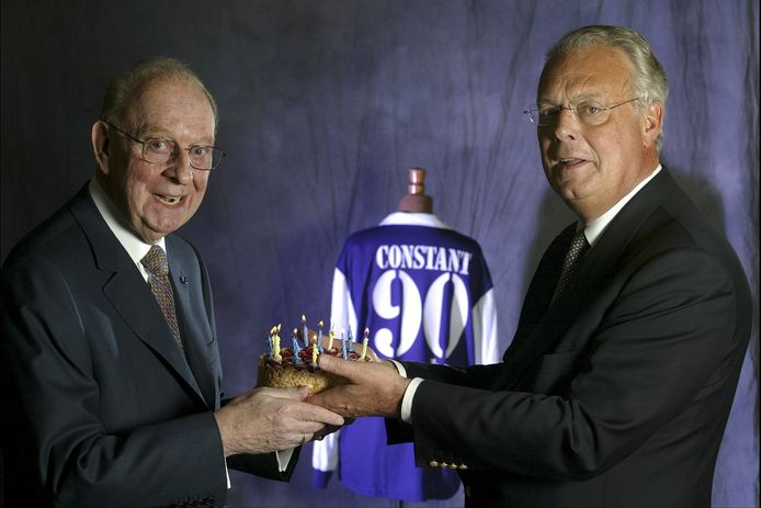 Constant Vanden Stock bij de viering van zijn 90ste verjaardag met zoon Roger.