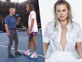 Ondeugende Stefanos Tsitsipas flirt met Margot Robbie in interview op court na gewonnen kwartfinale