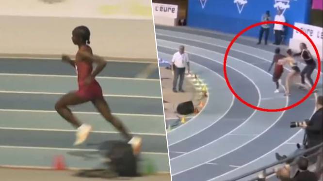 KIJK. Ongezien: Ethiopische atlete stopt rondje te vroeg met lopen, ploft neer op de baan en... zet alsnog beste jaartijd neer