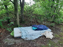 Een verlaten slaapplek in het Zuiderpark. waar met enige regelmaat buitenslapers worden gevonden.