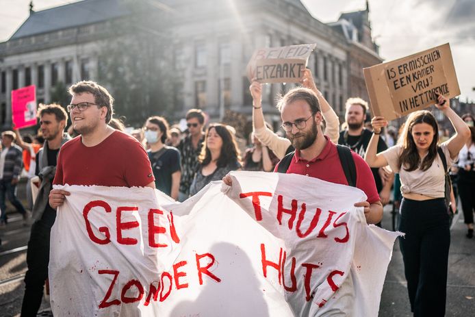 Het woonprotest in Amsterdam, op 12 september 2021.