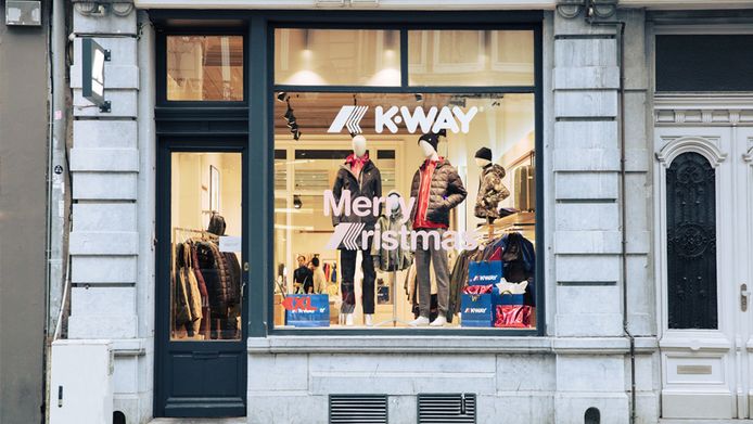 De eerste winkel van K-Way in ons land in de Brusselse Dansaertstraat.